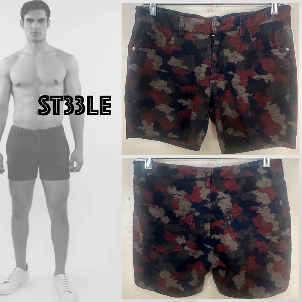 Steele Stretch Shorts 28" waist 5" inseam Gently worn 64% rayon/30% polyester